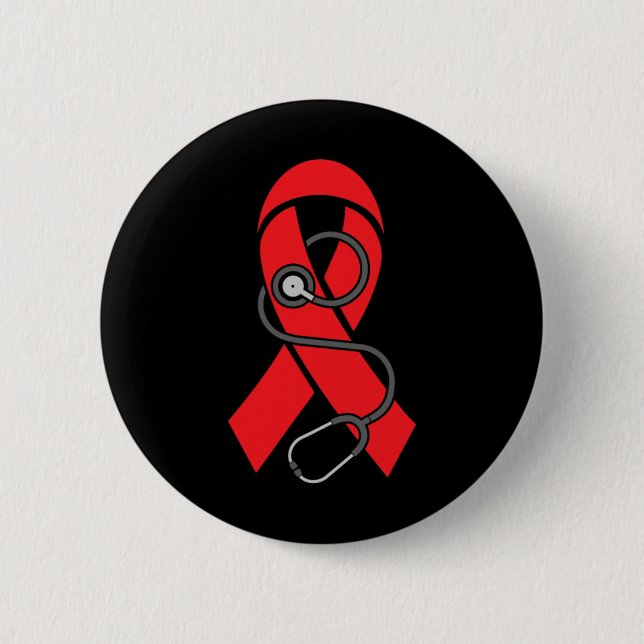 Stetoscope- Sickle Cell Anemi Awareness Support Knapp (Framsida)