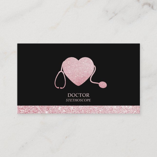 Stetoscope Sparkling Heart Visitkort (Framsida)