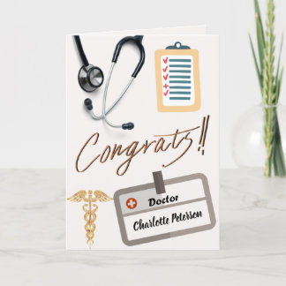 Stetoskop & Guld Caduceus Doktors Grattis Kort
