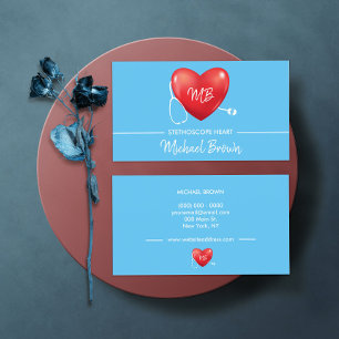 Stetoskop Hjärtans Sjuksköterska Doktor Blå Visitkort