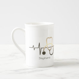 Stetoskop Hjärtklappning Medicinsk Mugg Benporslin Mugg
