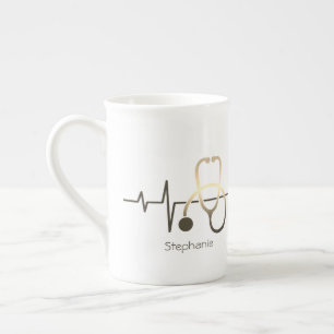 Stetoskop Hjärtklappning Medicinsk Mugg Benporslin Mugg