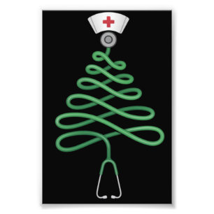 Stetoskop Julgran Sjuksköterska Arbetskläder Xmas Fototryck