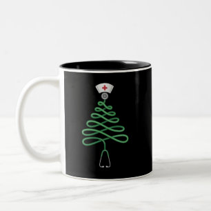 Stetoskop Julgran Sjuksköterska Arbetskläder Xmas Två-Tonad Mugg