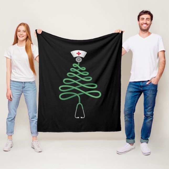Stetoskop Julgran Sjuksköterska Kläder Jul  Fleecefilt (På plats)