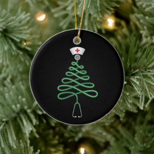 Stetoskop Julgran Sjuksköterska Scrub Xmas Julgransprydnad Keramik