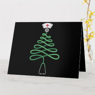 Stetoskop Julgran Sjuksköterska Scrub Xmas Kort