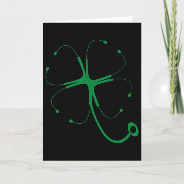 Stetoskop Klöver Lucky St Patricks Day Rolig Dokto Kort (Framsida)
