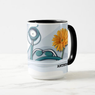 Stetoskop och Daisy Sjukdomsbedömning Gift Mugg