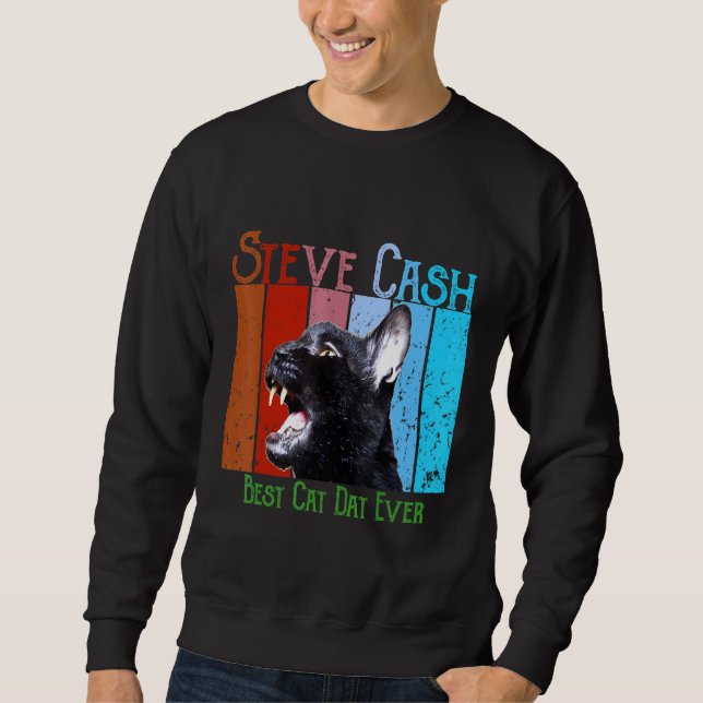Steve Pengarar Best Cat Pappa någonsin Lång Ärmad Tröja (Framsida)
