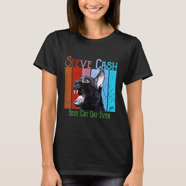 Steve Pengarar Best Cat Pappa någonsin T Shirt (Framsida)