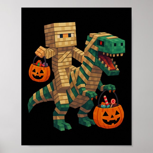 Steve Ridande Mummie Dinosaurie T Rex Halloween Ro Poster (Framsidan)