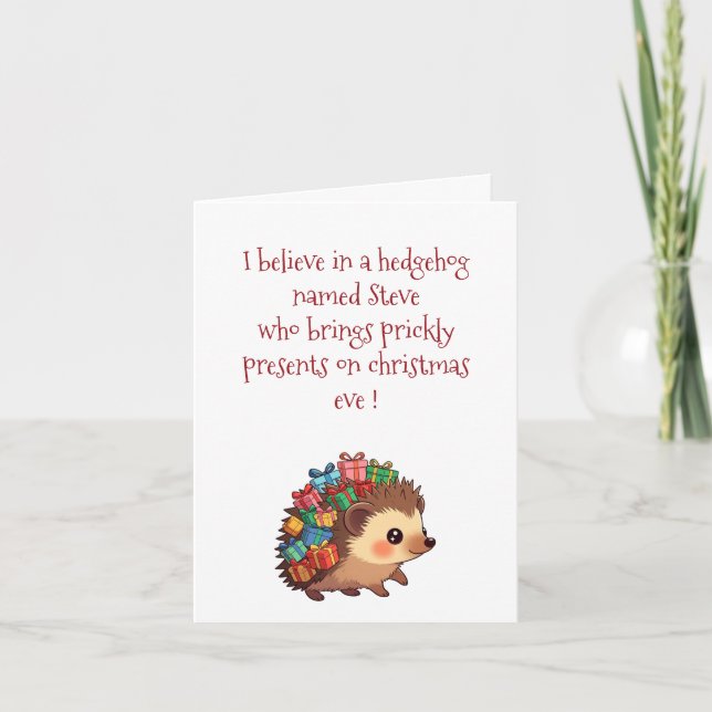 Steve the Hedgehog – Funny Atheist christmas card Helgkort (Framsida)