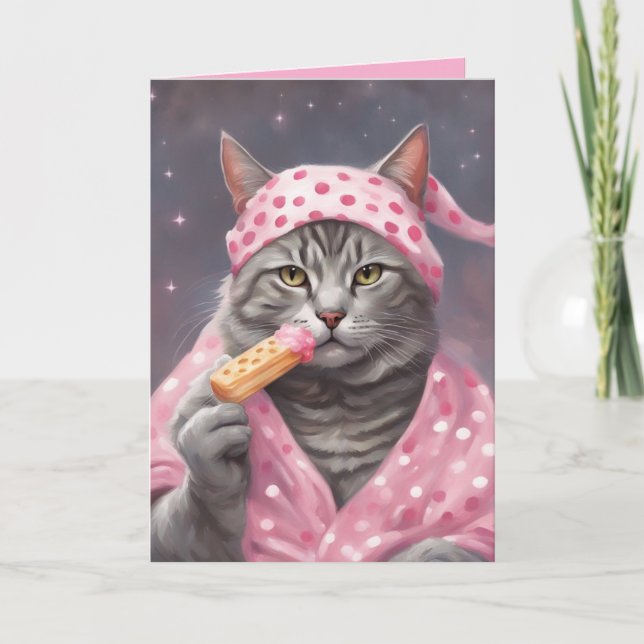 Steve the Tabby söta drömmar och Grattis på födels Kort (Framsida)