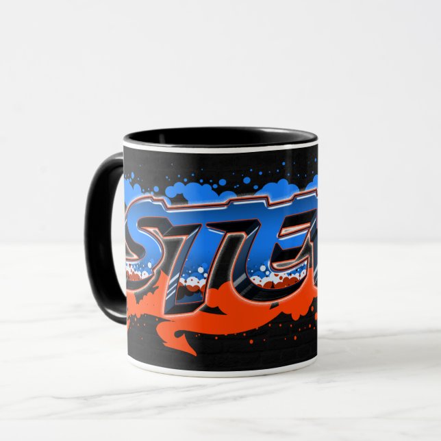 Steve Vorname Name Graffiti blue orange Tasse Mugg (Framsida vänster)
