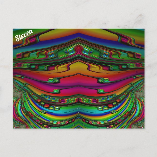 STEVEN ~ 3D Fractal Design Mönster ~ Multifärgad Vykort (Framsida)