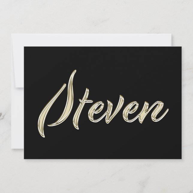 Steven Name white gold Handwriting Karte Kort (Framsida)