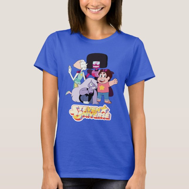 Steven Universe | Crystal Gem Group Huddle T Shirt (Framsida)