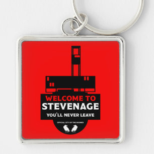 Stevenage Hertfordshire Fyrkantig Silverfärgad Nyckelring