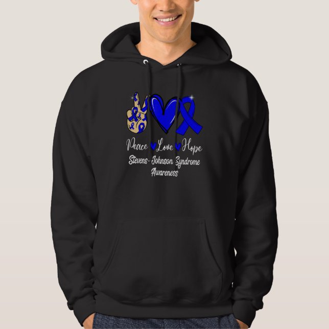 Stevens Johnson Syndrome SJS Peace Kärlek Hope Blu Hoodie (Framsida)