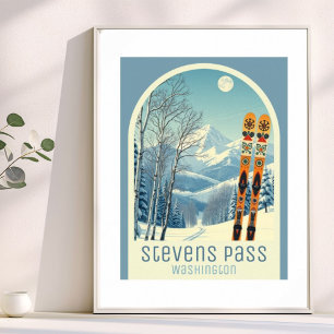 Stevens Pass Washington skidestination Affisch