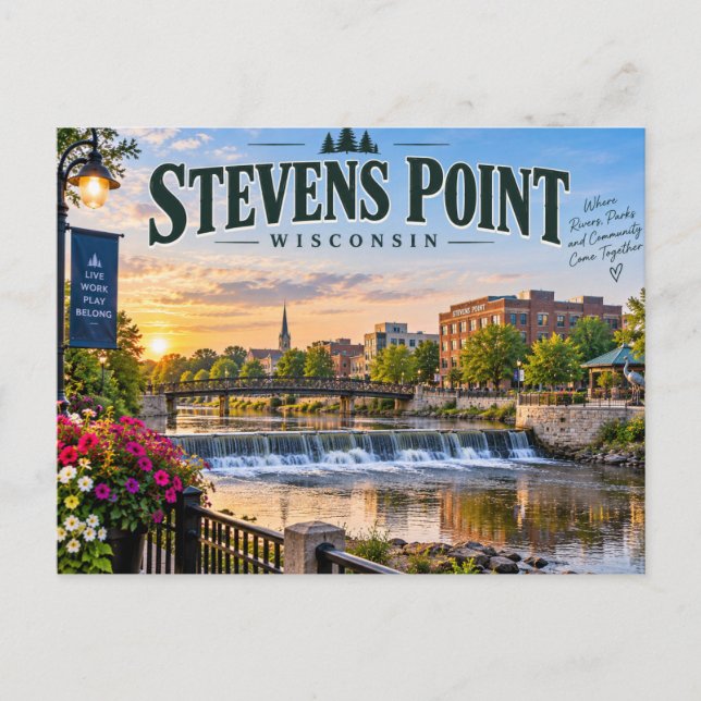 Stevens Point Wisconsin Vykort (Framsida)