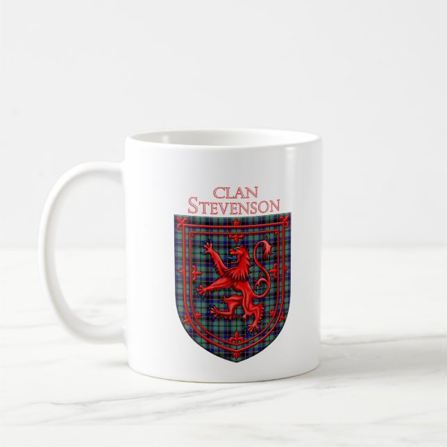 Stevenson Tartan Scottish Plaid Lion Rampant Kaffemugg (Vänster)