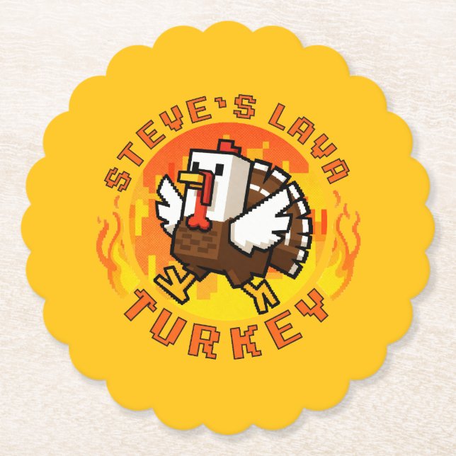 Steve's Lava Chicken Turk Thanksgiving Minecraft Underlägg Papper (Framsida)