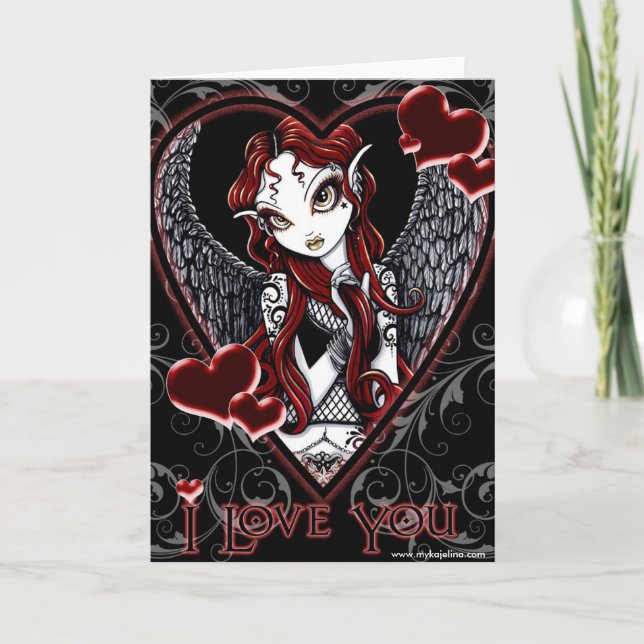 Stevie Angel Heart Valentine Card Helgkort (Framsida)