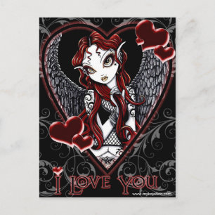"Stevie" Red Angel Valentine Day Postcard Helg Vykort