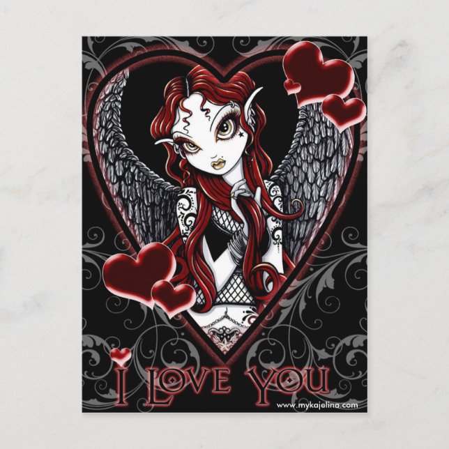 "Stevie" Red Angel Valentine Day Postcard Helg Vykort (Framsida)