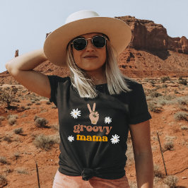 STEVIE Retro 70:s Peace Daisy Groovy Mamma T Shirt