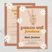STEVIE Retro 70s Daisy Peace Out Bachelorette Invi
