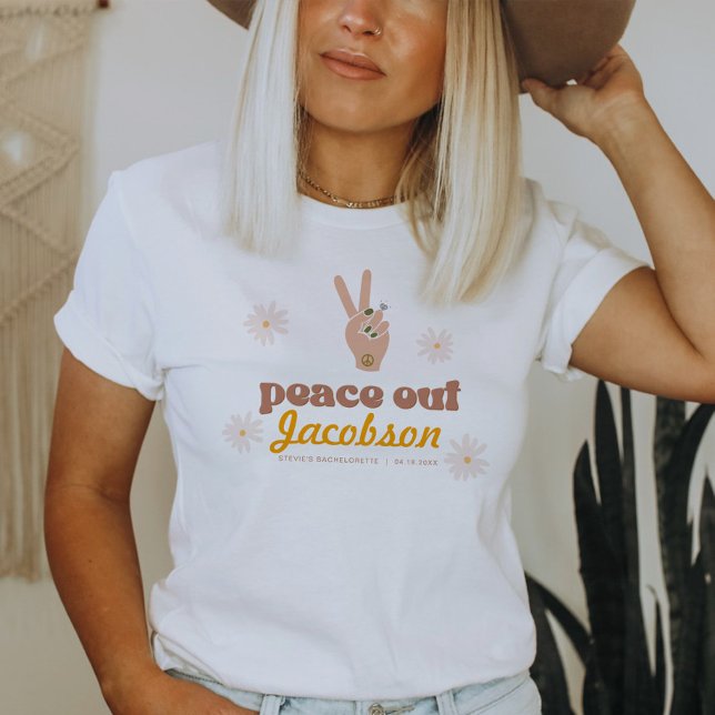 STEVIE Retro Peace Out Bride Bachelorette Party T Shirt (Skapare uppladdad)
