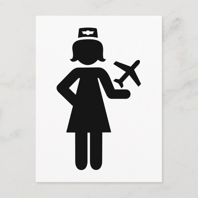 Stewardess flygplan vykort (Framsida)