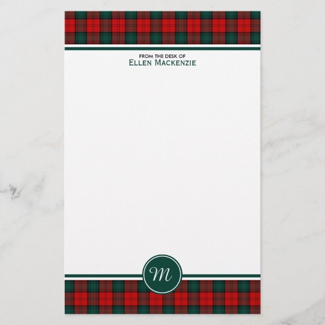 Stewart av Atholl Klan Tartan Monogram Brevpapper (Framsida)