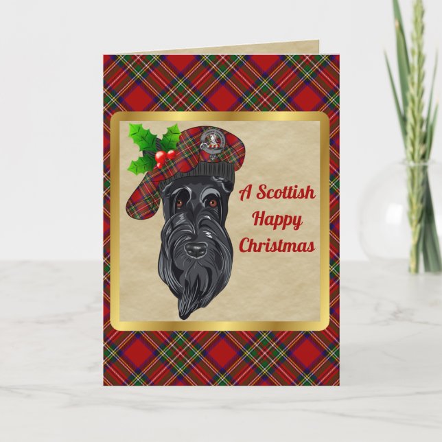 Stewart Badge & Tartan Personlig jul Kort (Framsida)