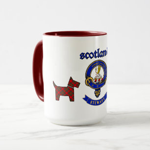 Stewart Badge & Tartan Scottie Hundar Personlig Mugg