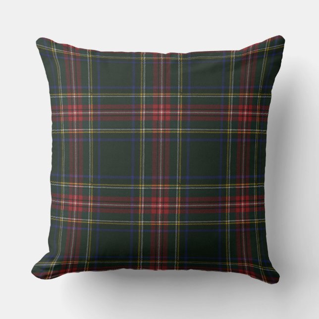 Stewart Black Modern Original Scottish Tartan Kudde (Framsida)