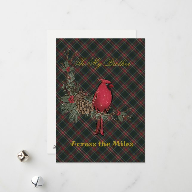 Stewart Black Scottish Tartan Brother Christmas  Julkort (Fram/Back In Situ)