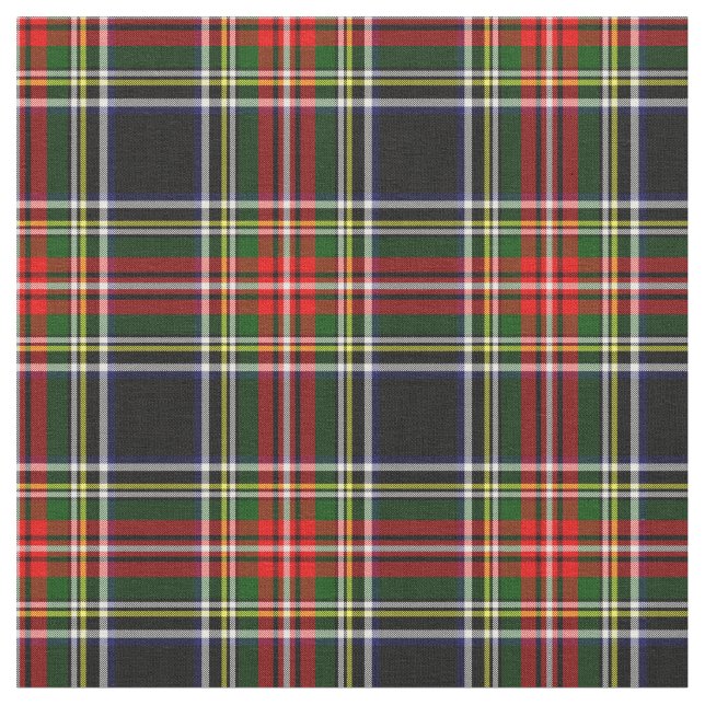 Stewart Black Tartan Tyg (Närbild)