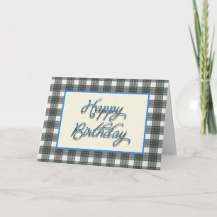 Stewart Blue Tartan Birthday Card Kort