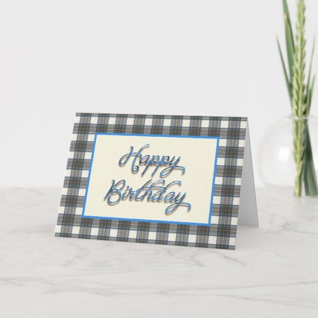 Stewart Blue Tartan Birthday Card Kort (Framsida)