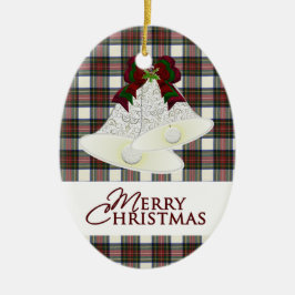 Stewart Dress Klan Tartan och Motto Julgransprydnad Keramik