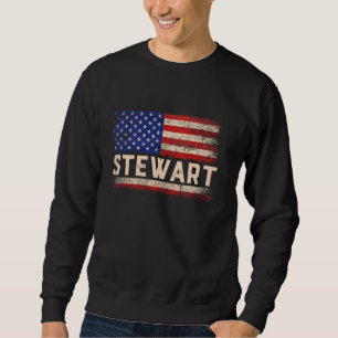 Stewart Efternamn Shirt Stewart Namn American Flag Lång Ärmad Tröja