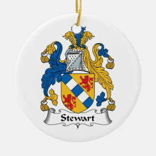 Stewart familjvapensköld julgransprydnad keramik
