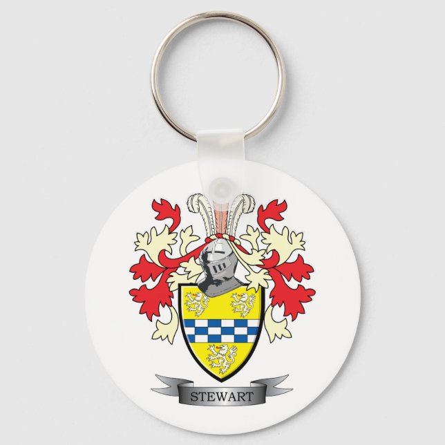 Stewart Family Crest Jackar av Arm Nyckelring (Framsida)