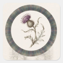 Stewart Hunting Tartan Thistle Fyrkantig Klistermä