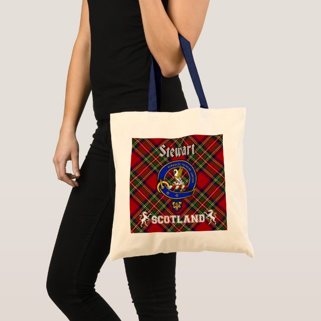 Stewart Klan Badge Tartan Tote Tygkasse (Framsida (produkt))