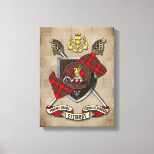 Stewart Klan Badge W/Crossed Swords Canvastryck
